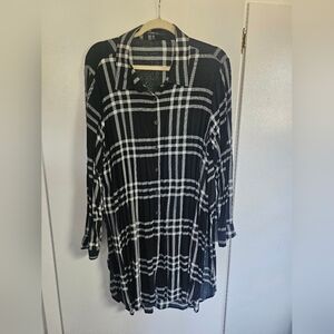 Miss Lili Monochrome Plaid Shirt Dress
